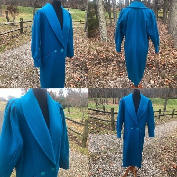 Vintage Ashley Scott Size 6 100% Wool Aqua Coat!! - Picture 2 of 16